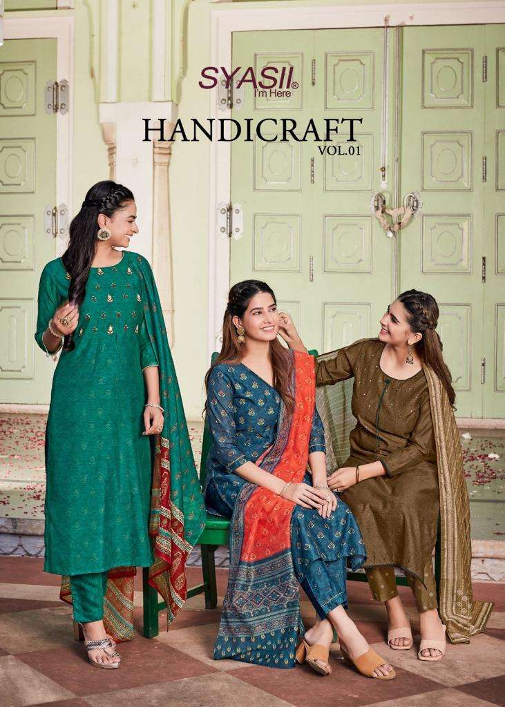 handicraft vol 1 by syasii chanderi readymade fancy suits