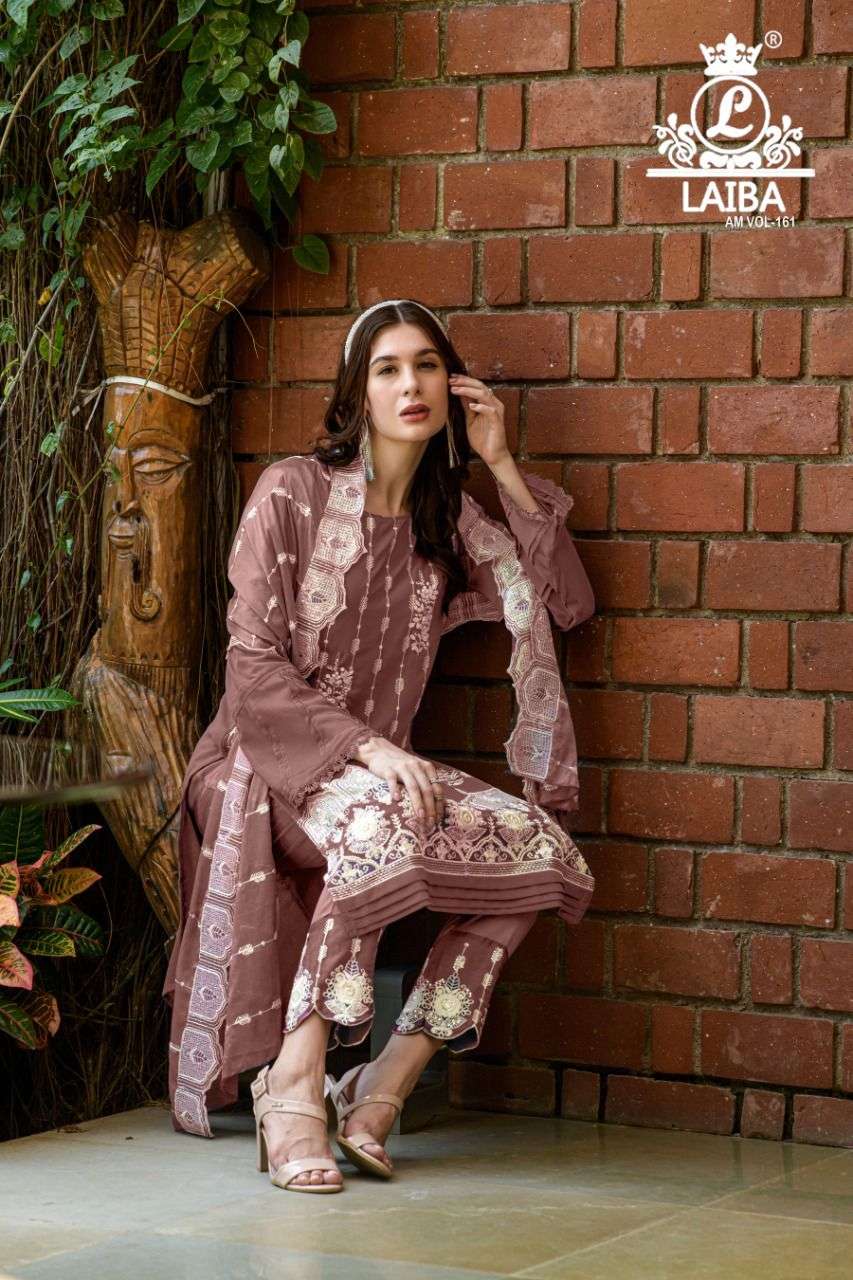 laiba designer am vol 161 pure georgette pakistani readymade 3 piece fancy suit