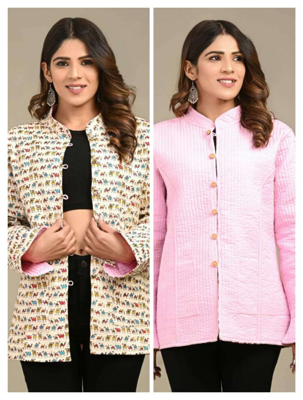 pr Beautiful pure Cotton Quilted Jackets (Reversible) Available for girl women at best rate 