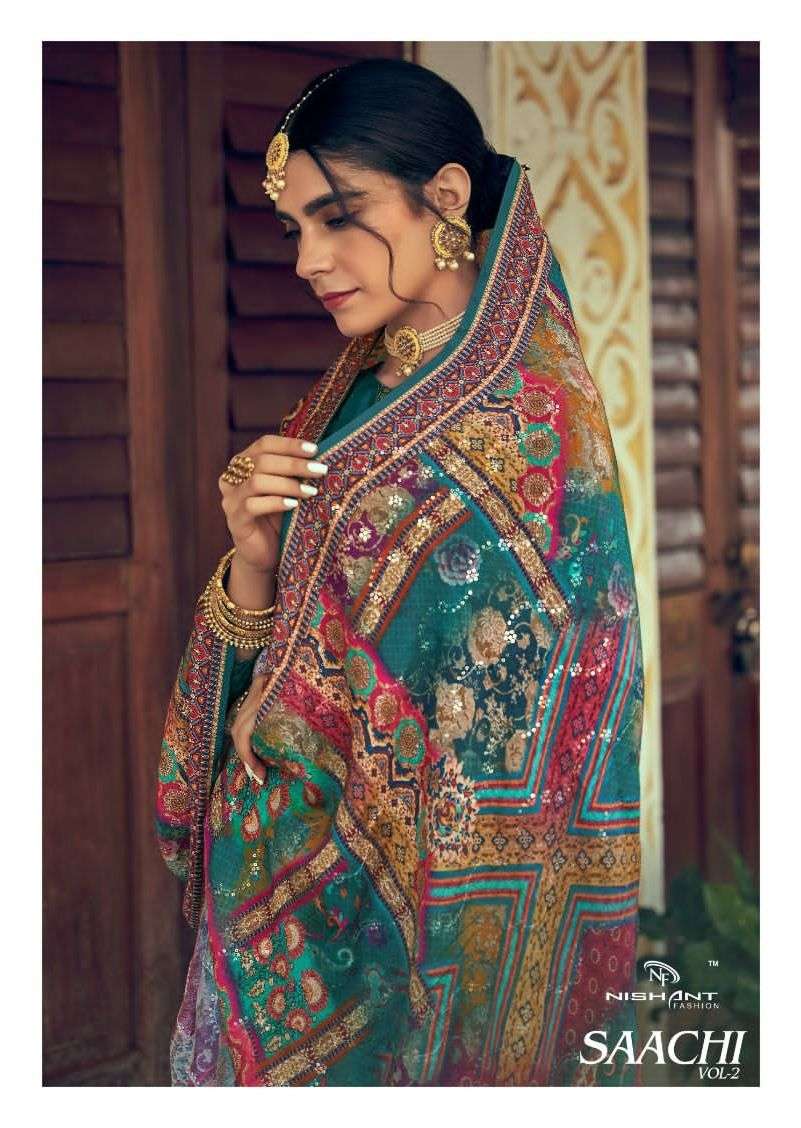 saachi vol 2 by nishant fashion maslin silk designer suit supplier