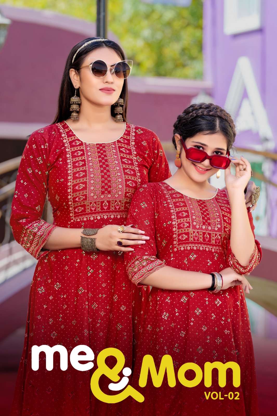 me & mom vol 2 by banwery fashion fancy mother daughter combo foil print kurti 