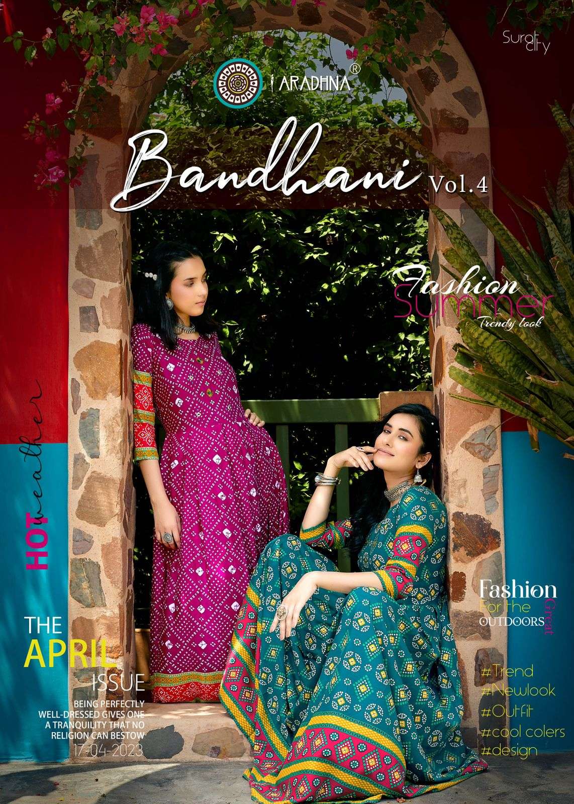 aradhna fashion present bandhani vol 4 bandhej print anarkali kurti wholesale rate