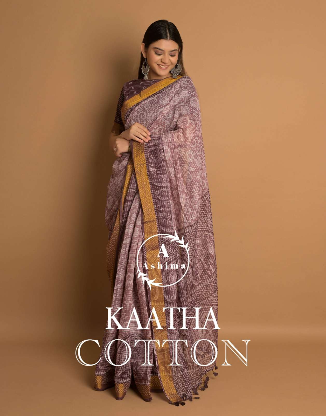 ashima kaatha cotton designer four design two matching colors saree with jari border collection 
