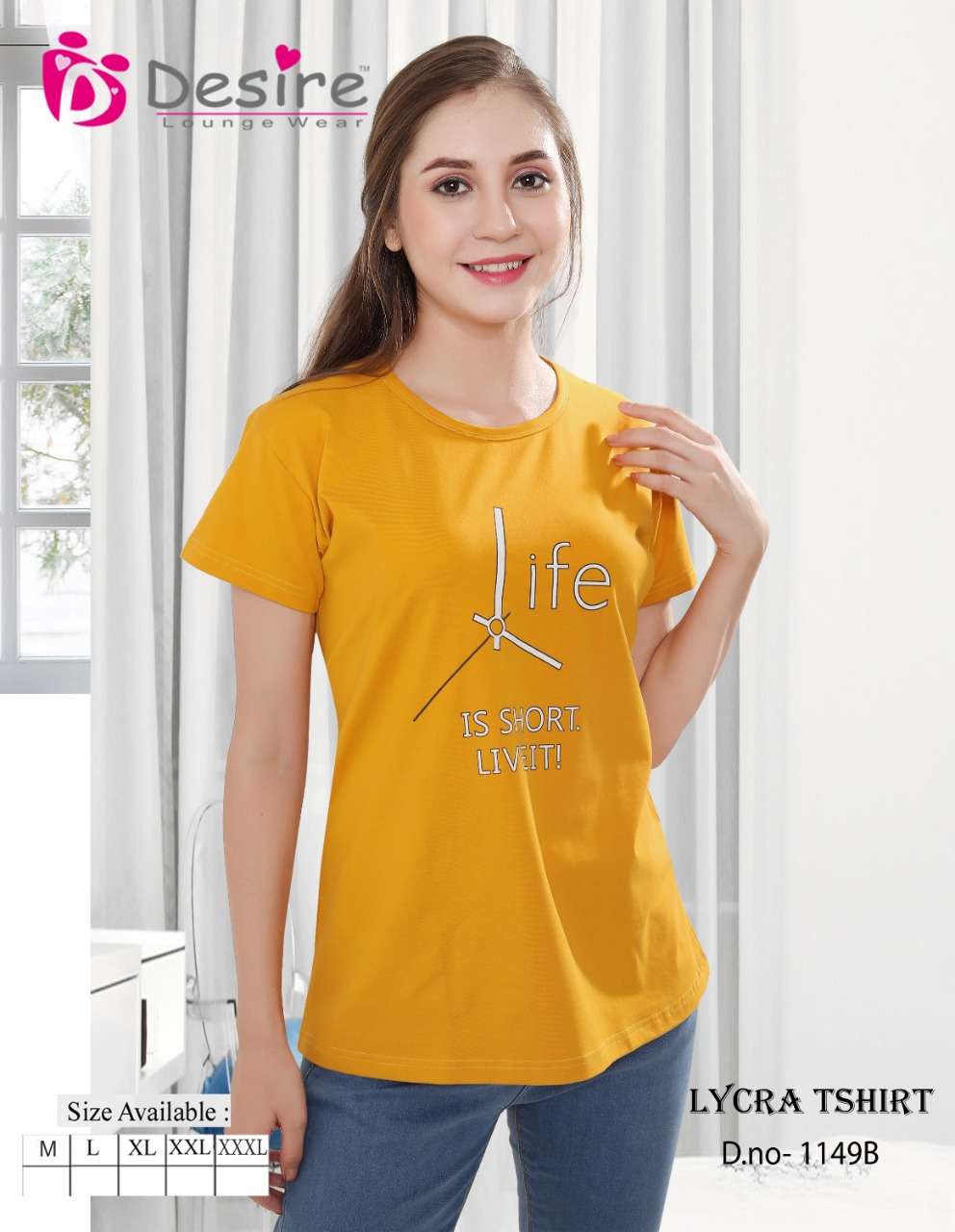 desire 1149 colours comfortable daily wear lycra tshirt 