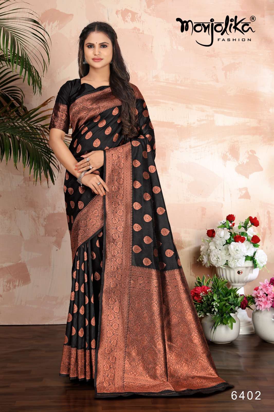 monjolika fashion mahadevi 6400 designer wedding banarasi silk saree collection 