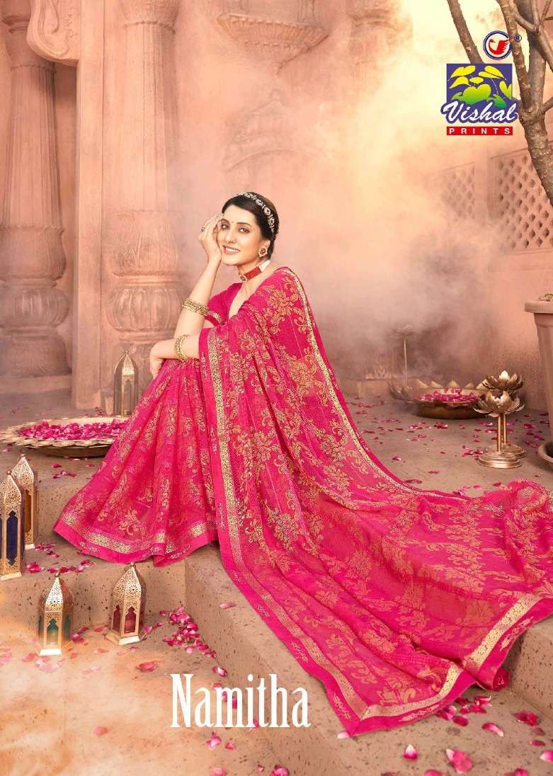 vishal prints namitha 46008-46016 amazing saree with designer border saree wholesaler 