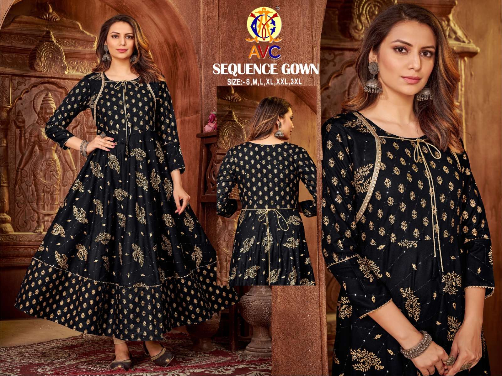 sequence gown by avc creation festive wear readymade collection fancy long gown 