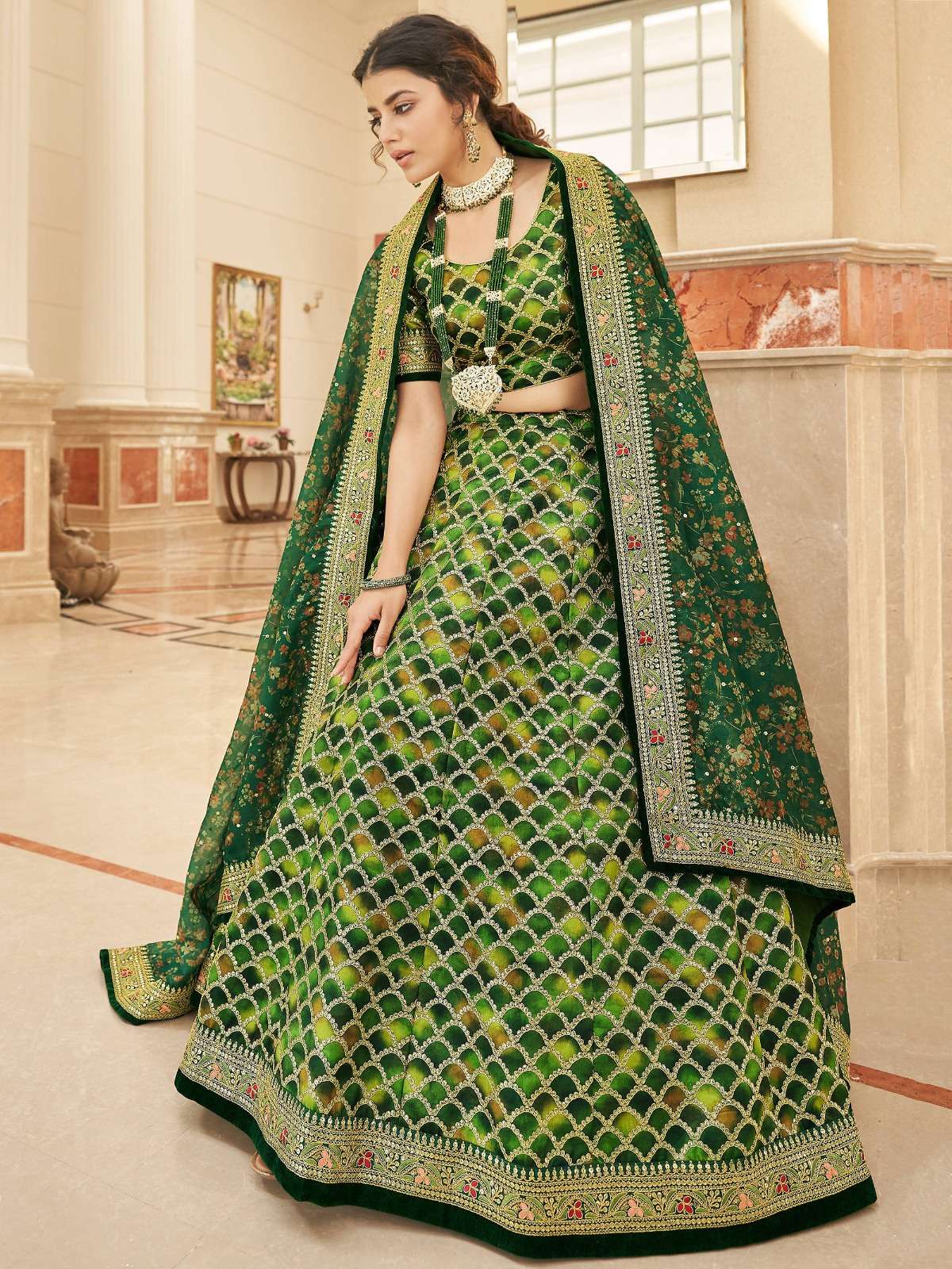 zeel 7428 stunning look beautiful green color single lehenga choli 