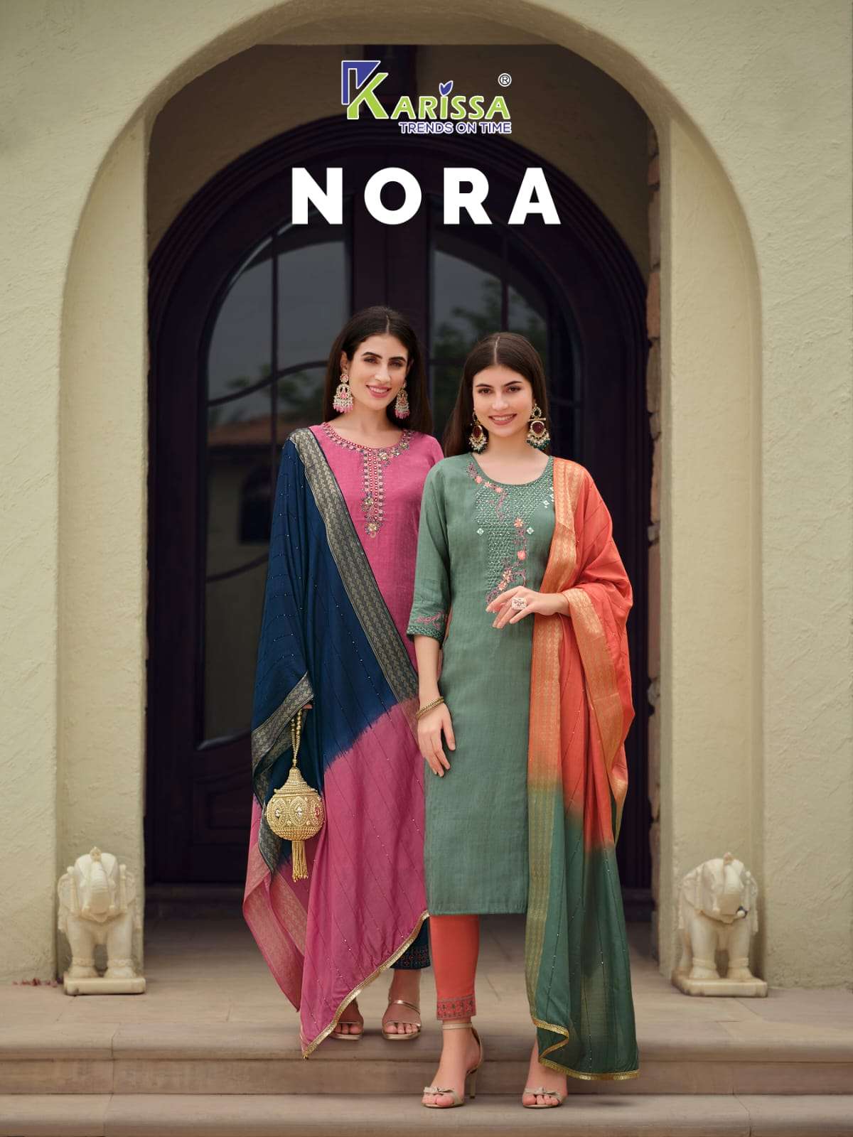 karissa launch nora fancy amazing work kurti with pant and dupatta catalog