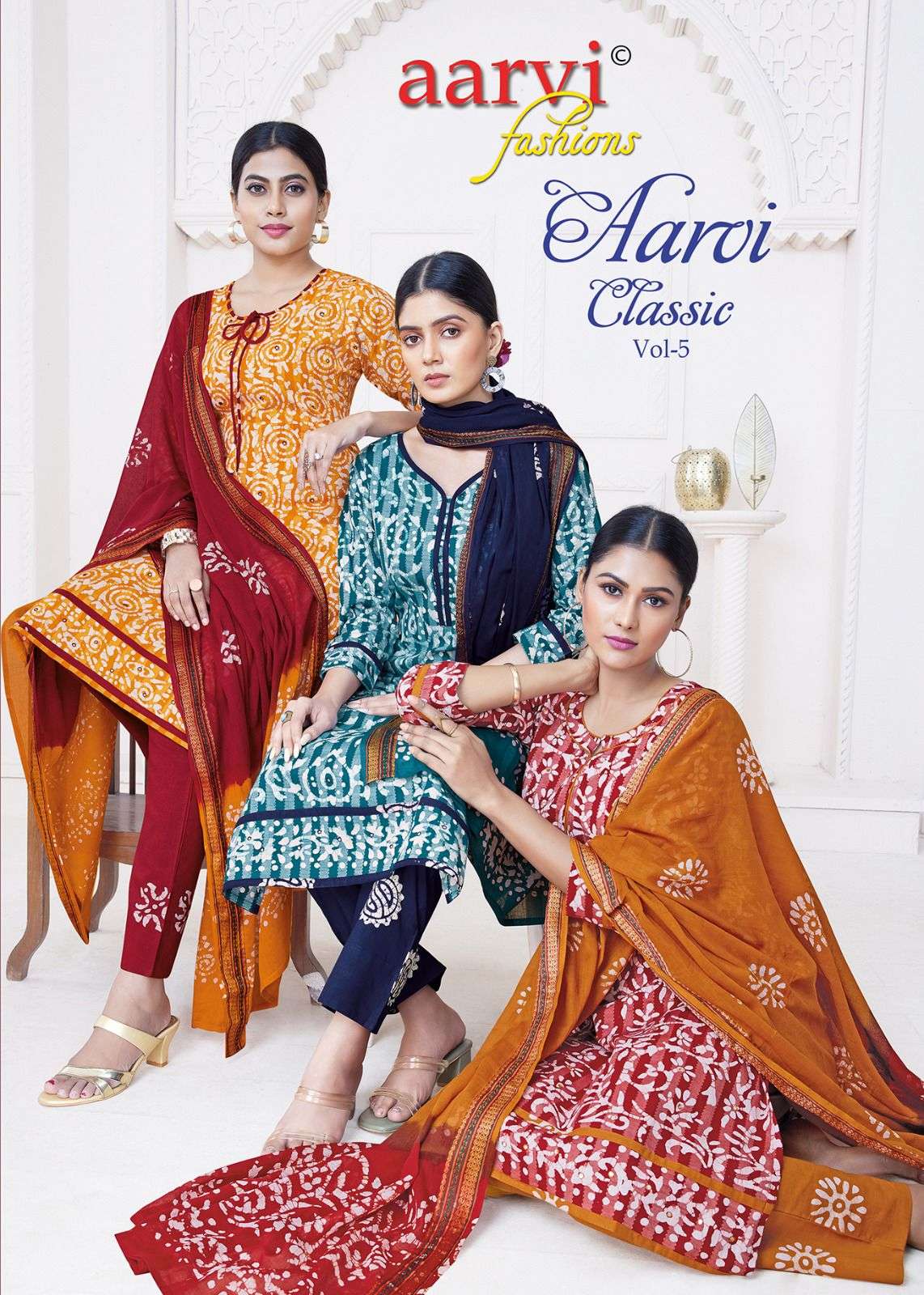 classic vol 5 by aarvi fashion readymade cotton suit collection