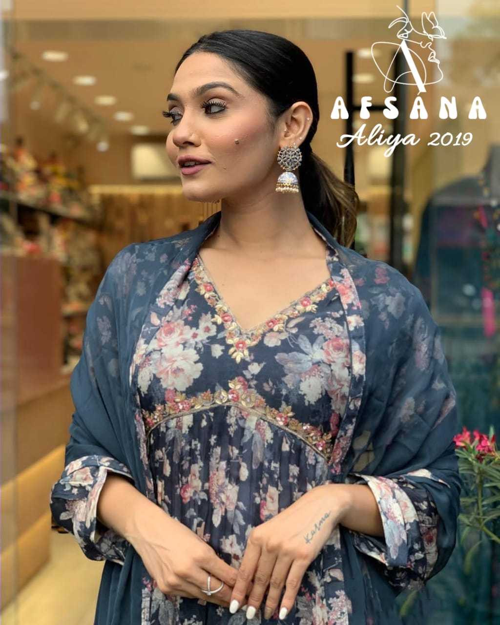 aliya 2019 by afsana readymade alia kurti designer 3pcs combo set