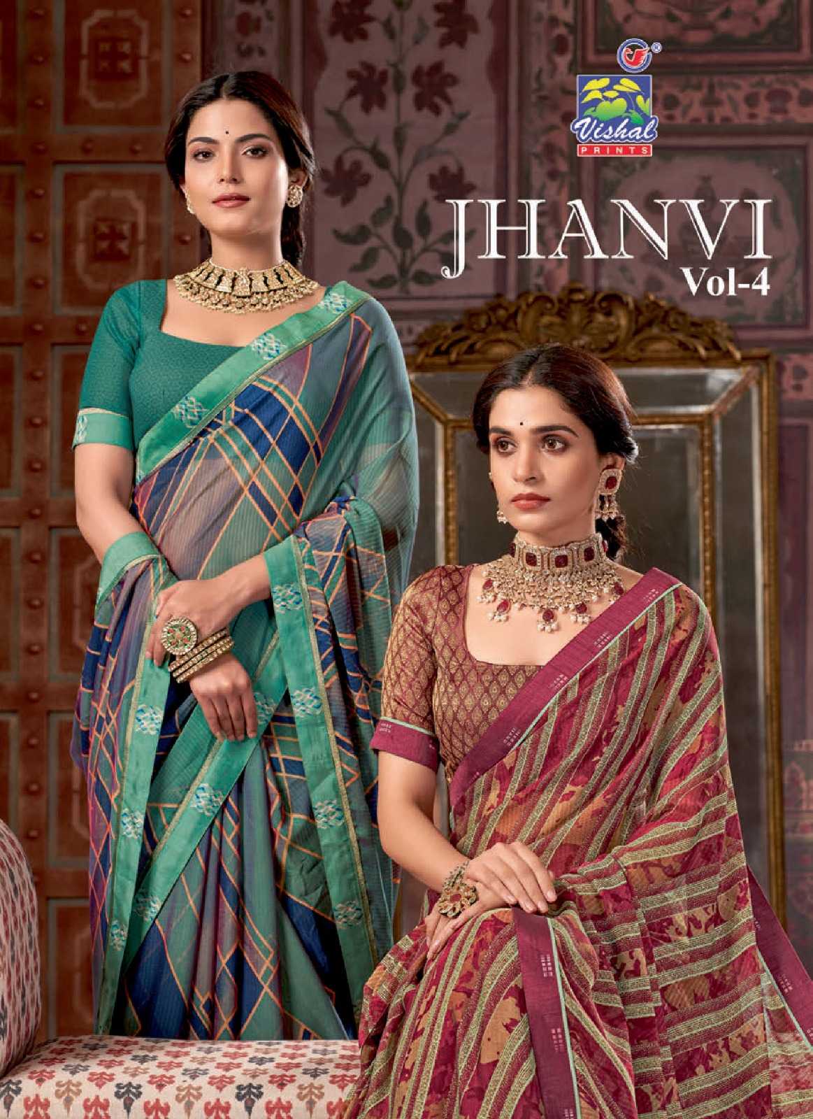 jhanvi vol 4 by vishal print adorable fancy sarees wholesaler