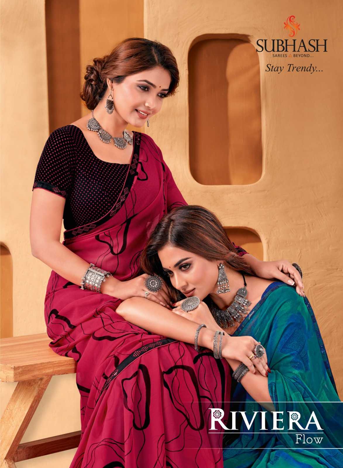 subhash sarees present riviera flow 33801-33814 beautiful classy sarees wholesaler