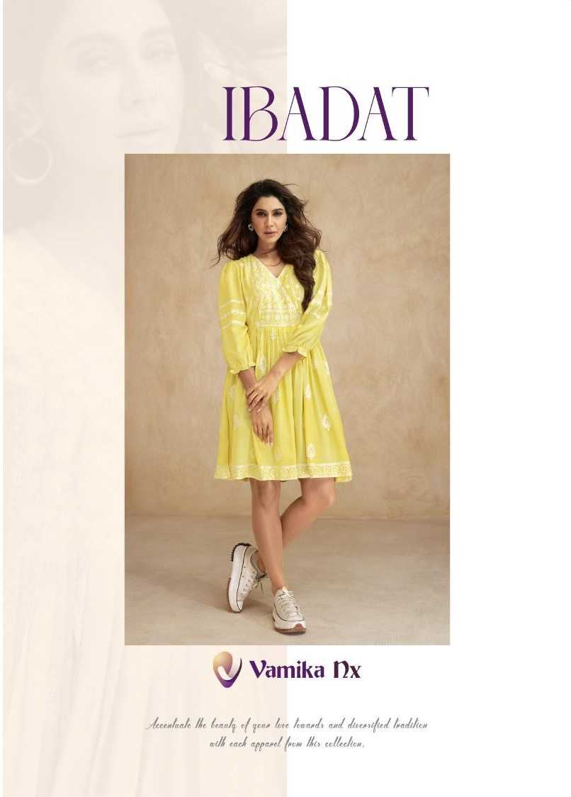 vamika nx launch ibadat readymade elegant short kurti new collection