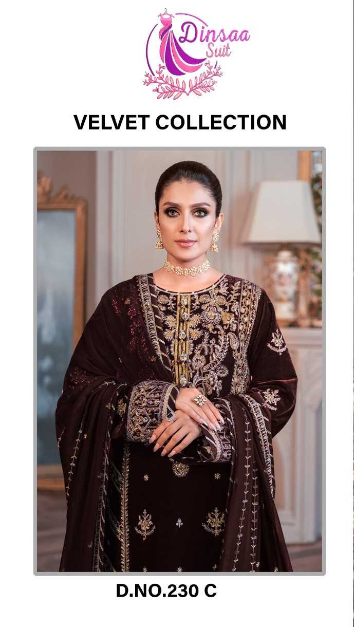 dinsaa 230 c colours designer velvet pakistani suits winter wear single design