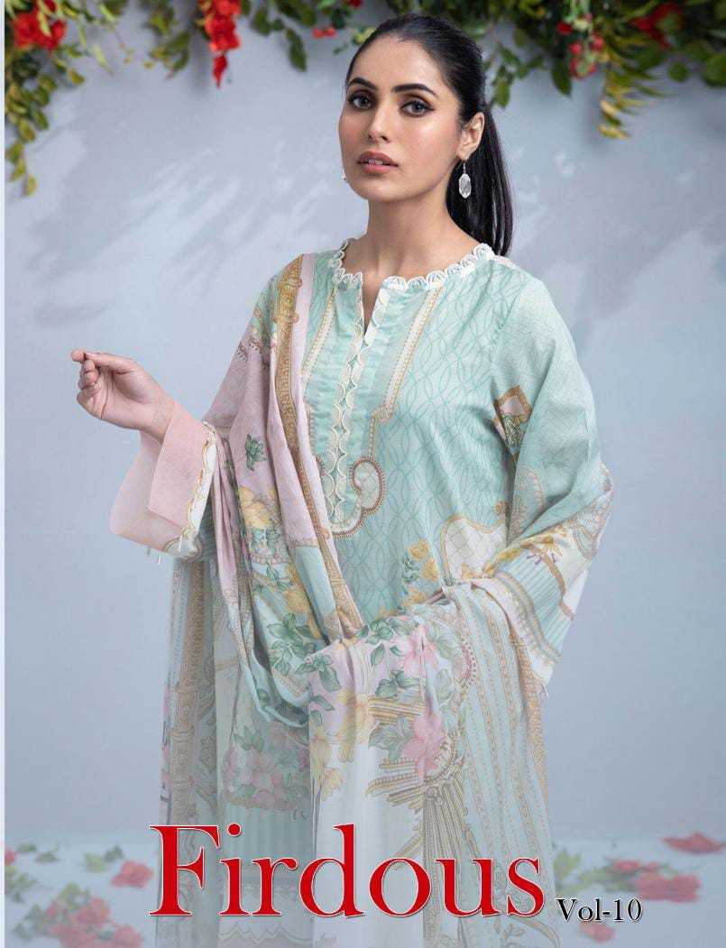 shraddha designer firdous vol 10 pakistani printed lawn cotton ladies suit