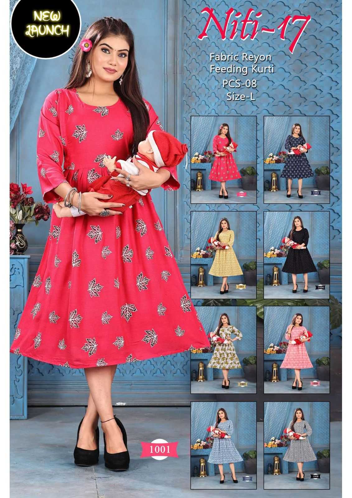 Trendy Niti-17 Rayon Print Feeding Kurti CATALOG WHOLESALER BEST RATE