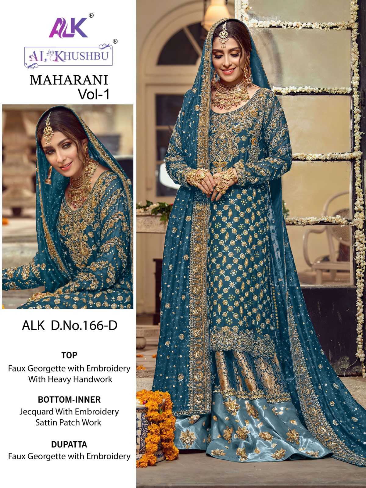 al khushbu 166 d hit colors bridal wear single design unstitch suit