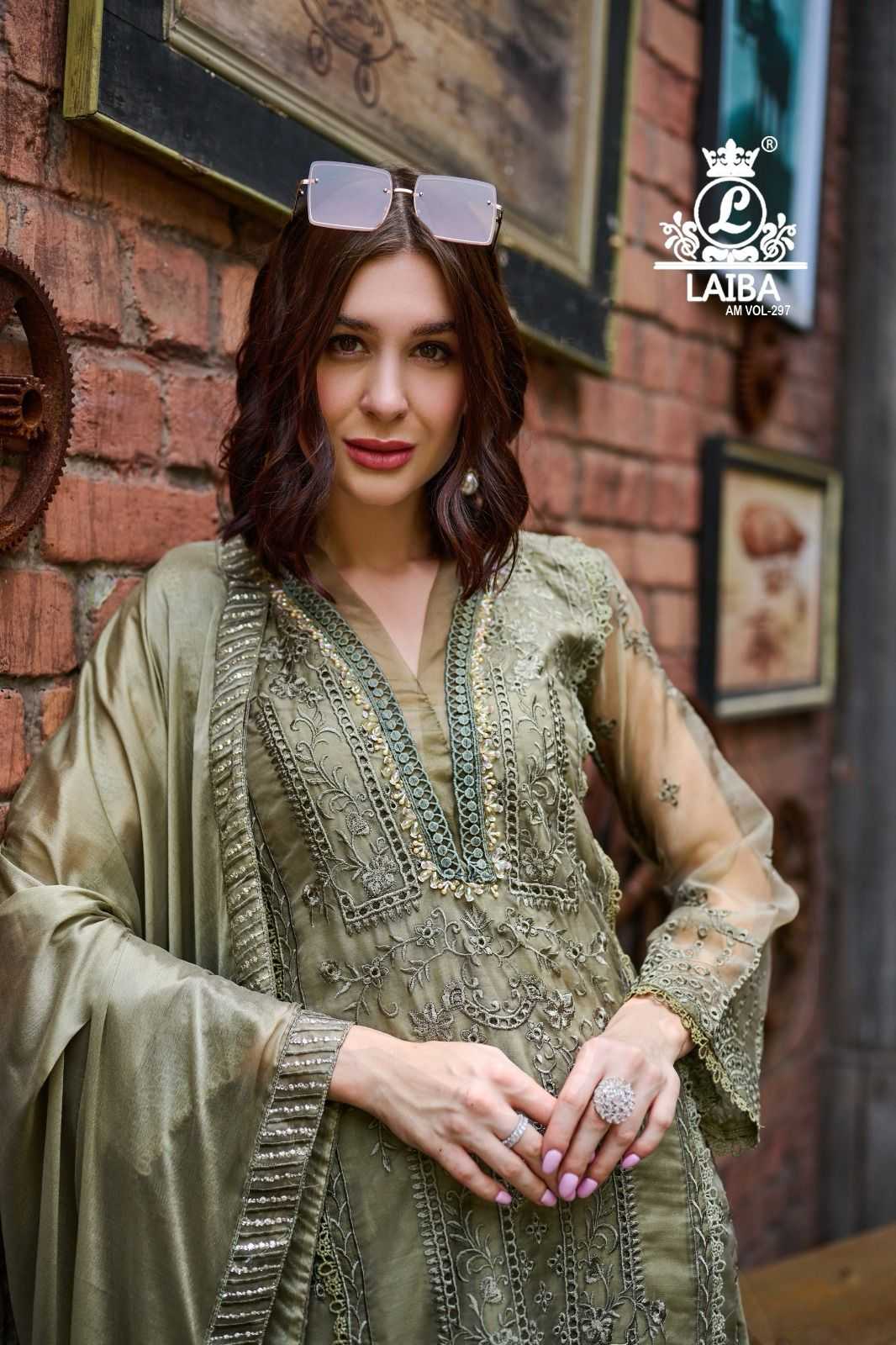laiba designer am vol 297 readymade festive wear pakistani top bottom dupatta