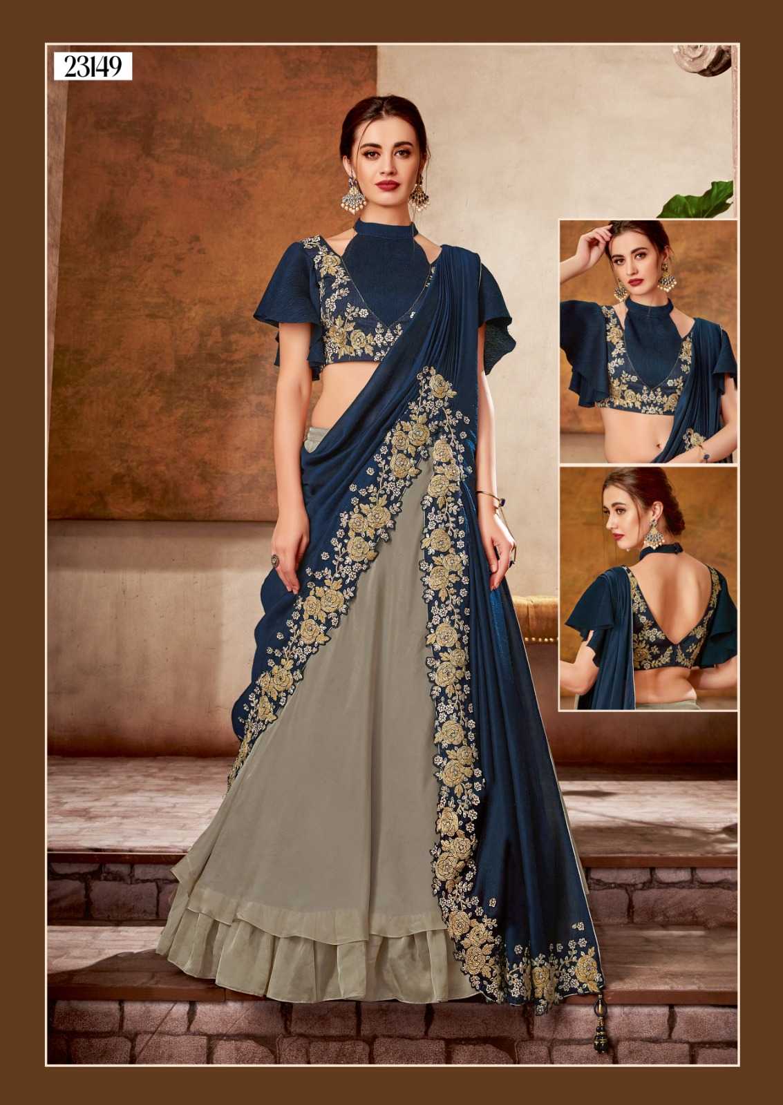 mahotsav mohmanthan dezzy 23100 wedding wear designer semistitch lehenga sarees collection