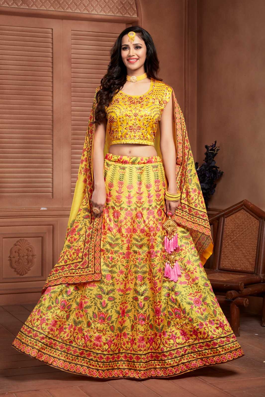 pr c10614 readymade traditional wear organza digital print single lehenga choli