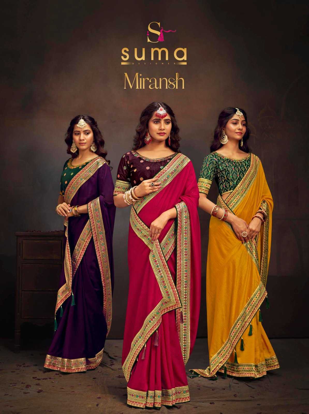 suma designer miransh fancy sarees with designer border and blouse collection