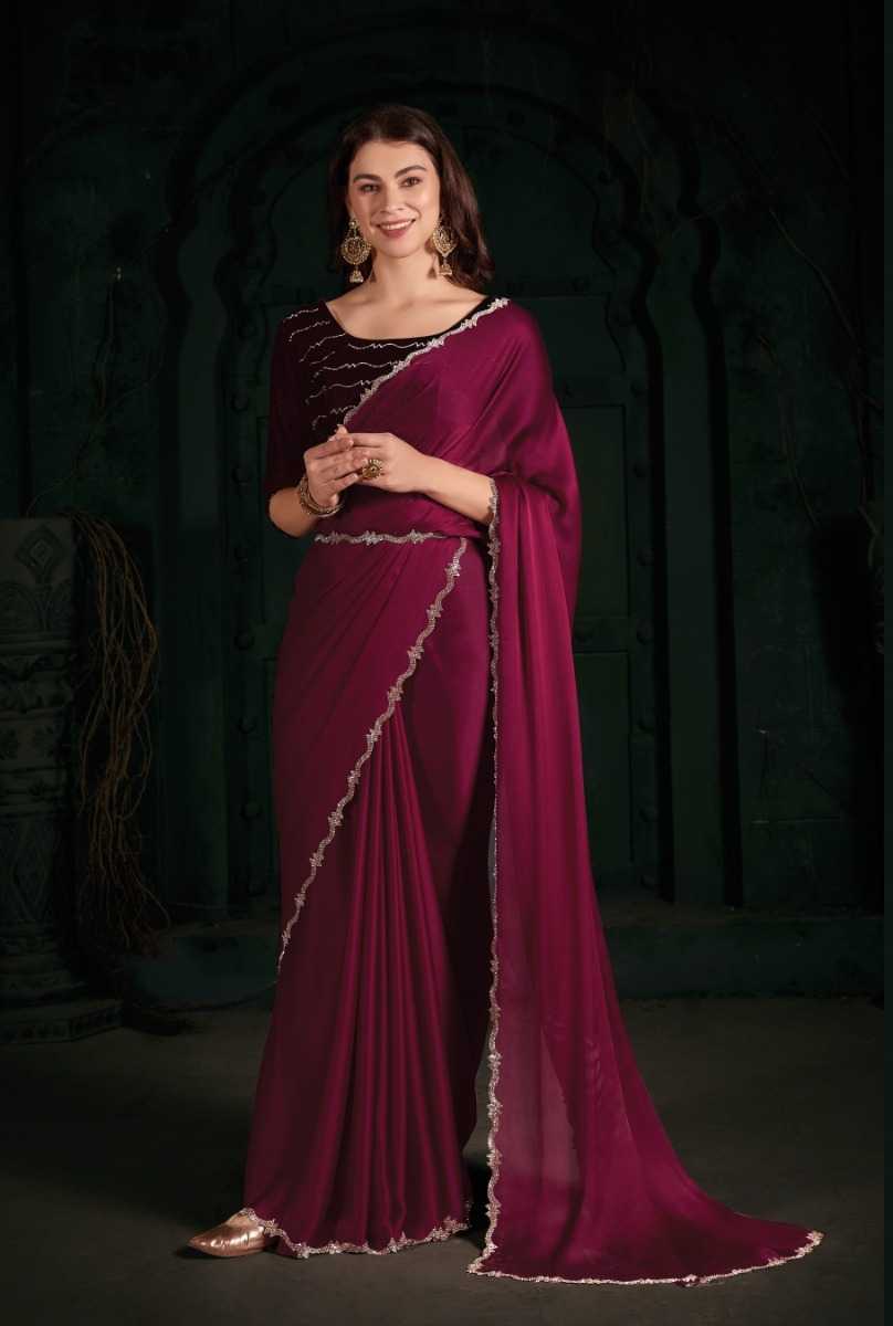 722a - 722f mehak designer wedding wear exclusive pure satin chiffon saree wholesaler