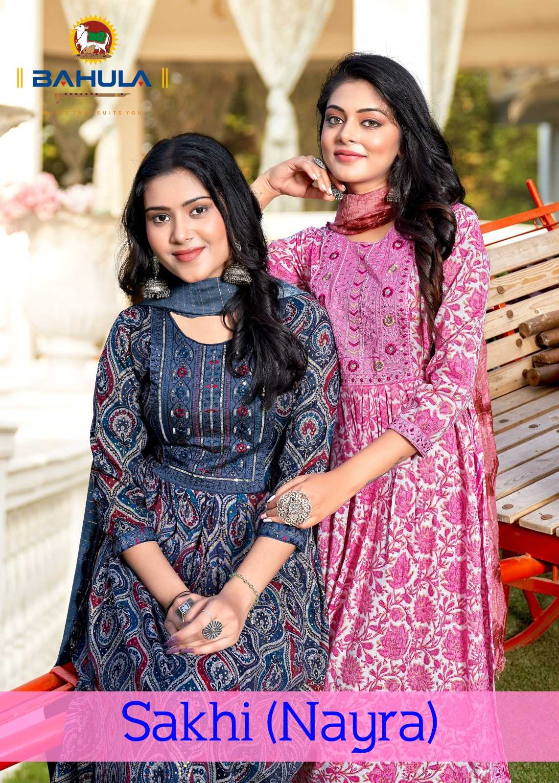 bahula sakhi vol 1 latest fancy rayon print nayra cut full stitch salwar kameez