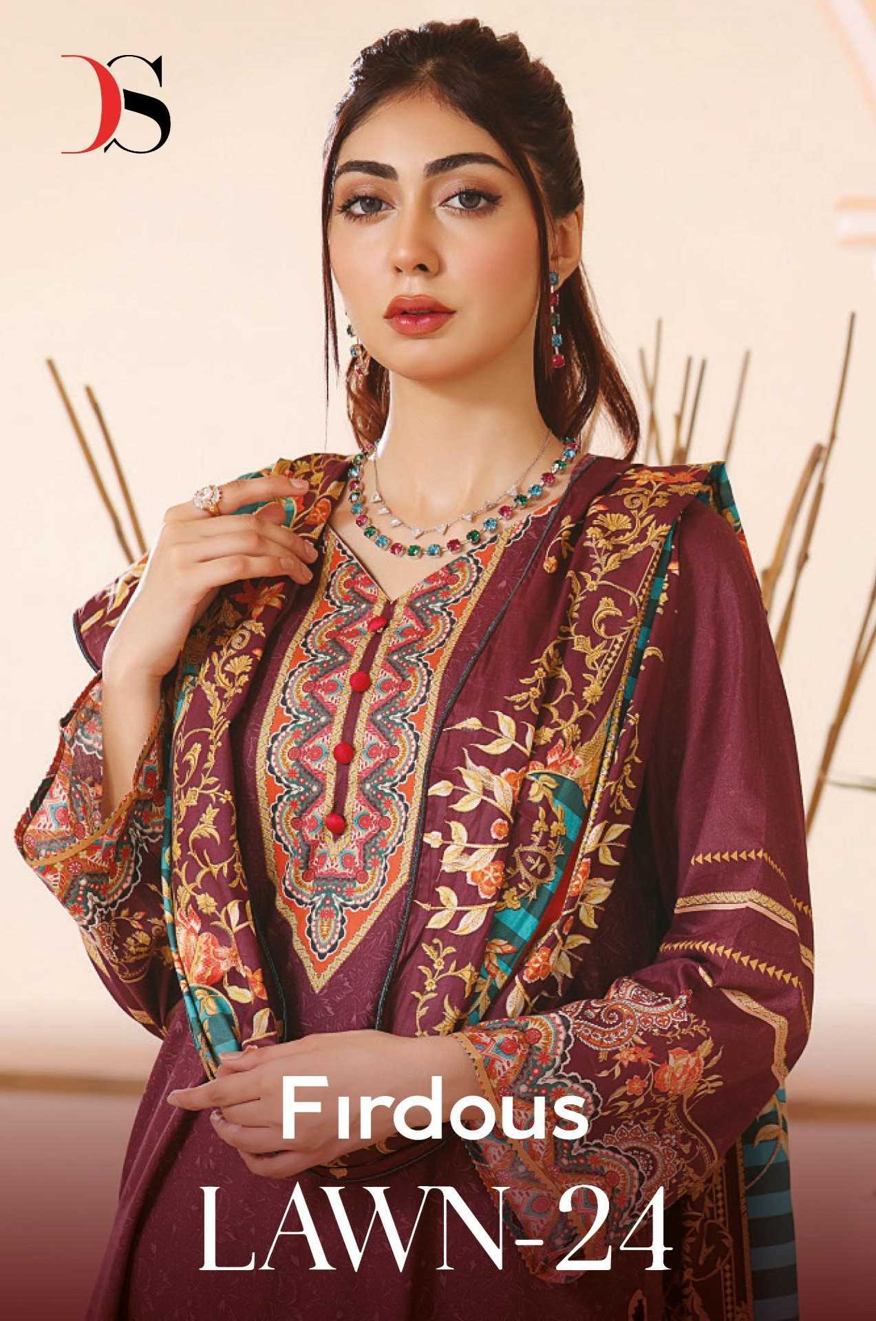 deepsy suit firdous lawn 24 pure cotton pakistani unstitch salwar kameez  