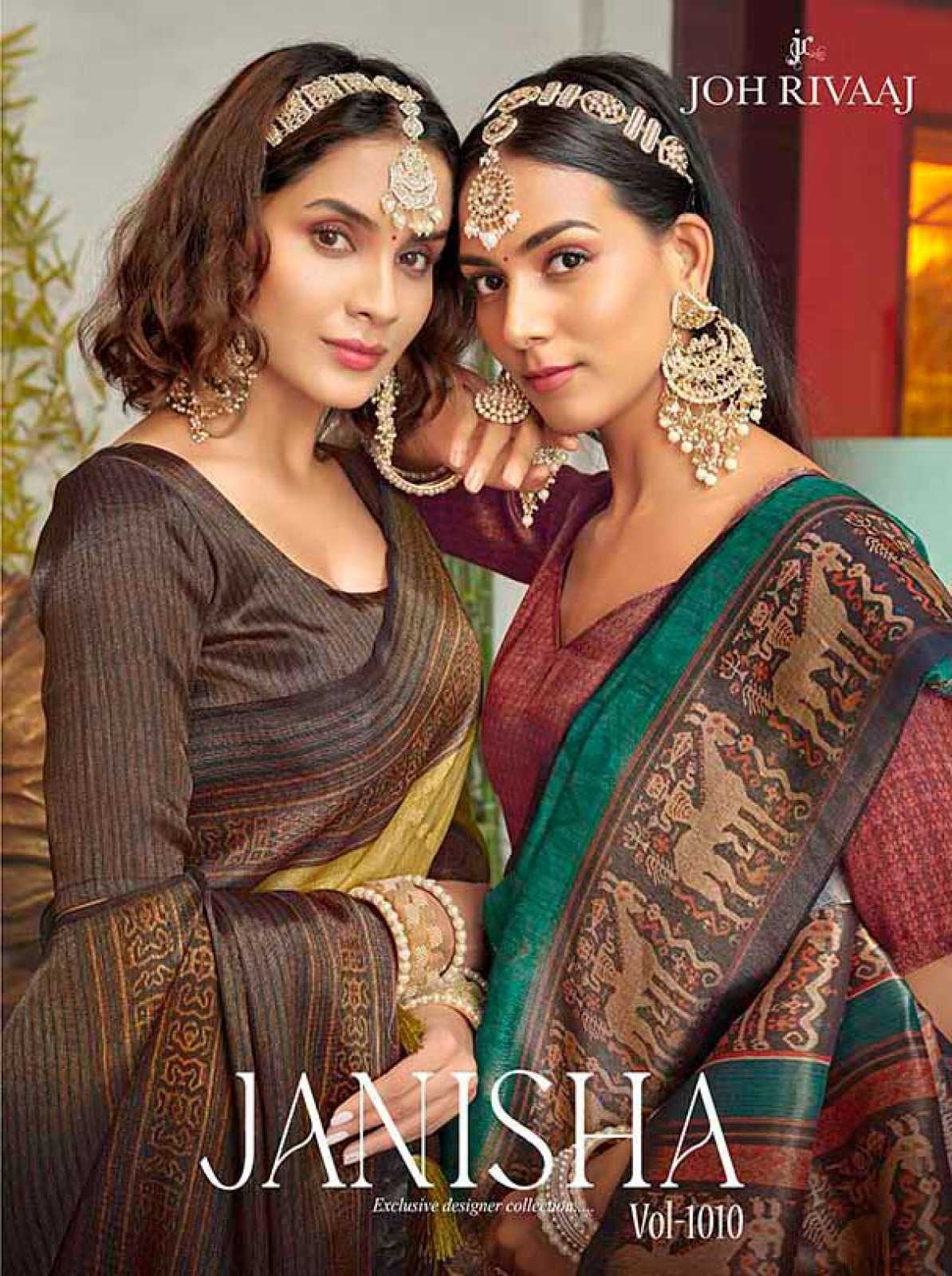 joh rivaaj janisha vol 1010 fancy designer exclusive organza saree wholesaler