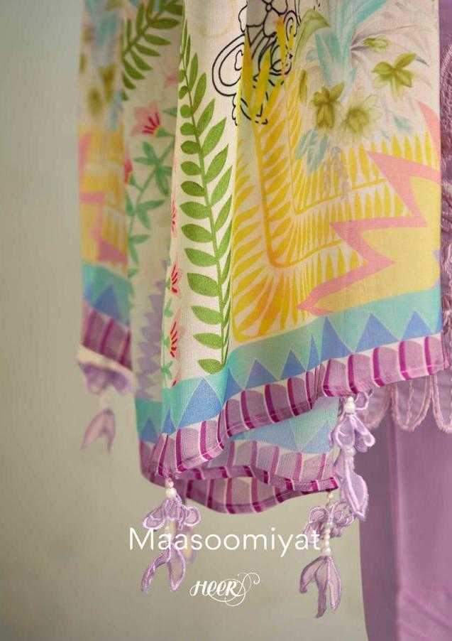 kimora heer present maassoomiyat 173 latest embellished pure muslin with organza embroided salwar kameez collection