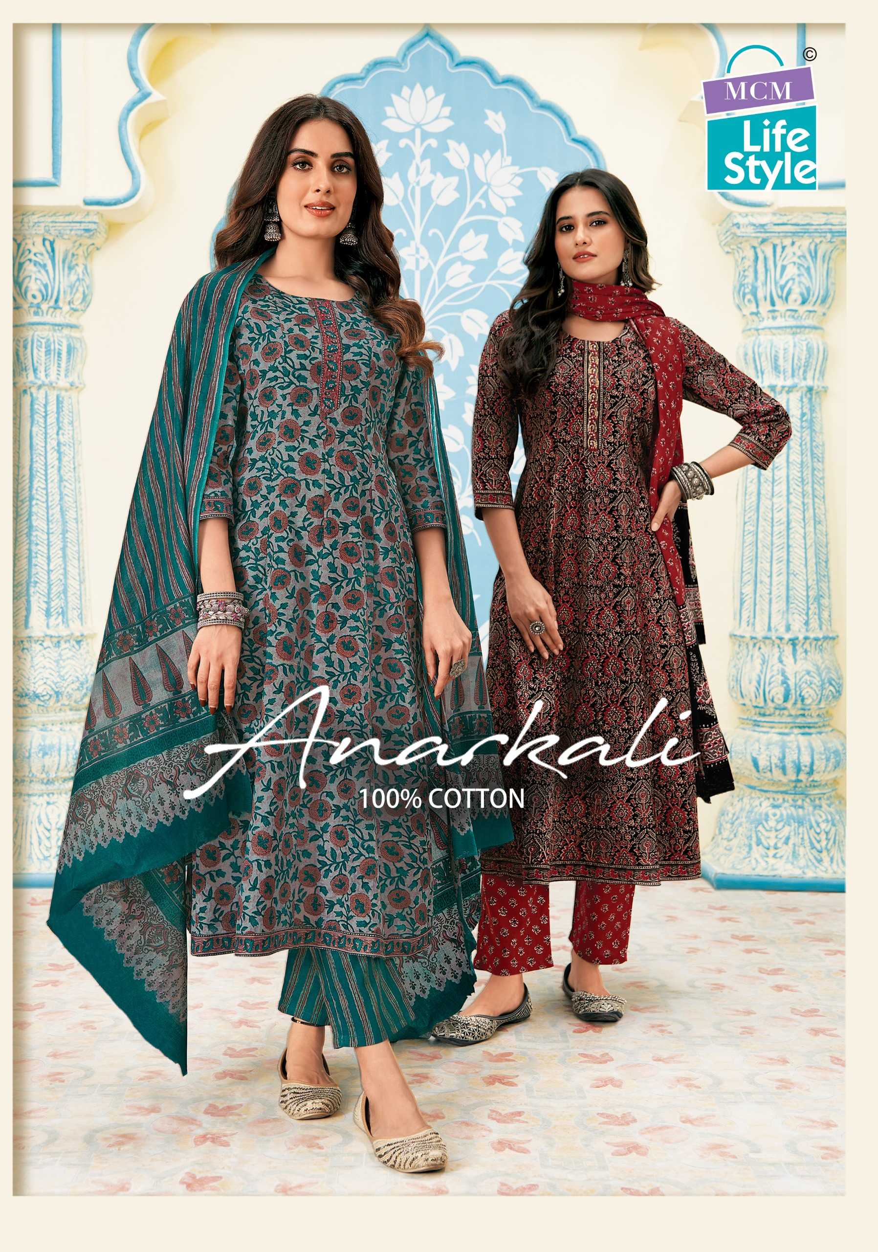 mcm lifestyle anarkali launch attractive look cotton with handwork readymade salwar kameez collection