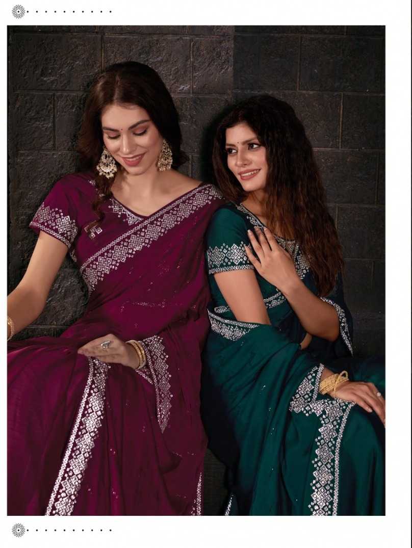 mehak saree 762a - 762f party wear exclusive pure satin chiffon with handwork saree wholesaler