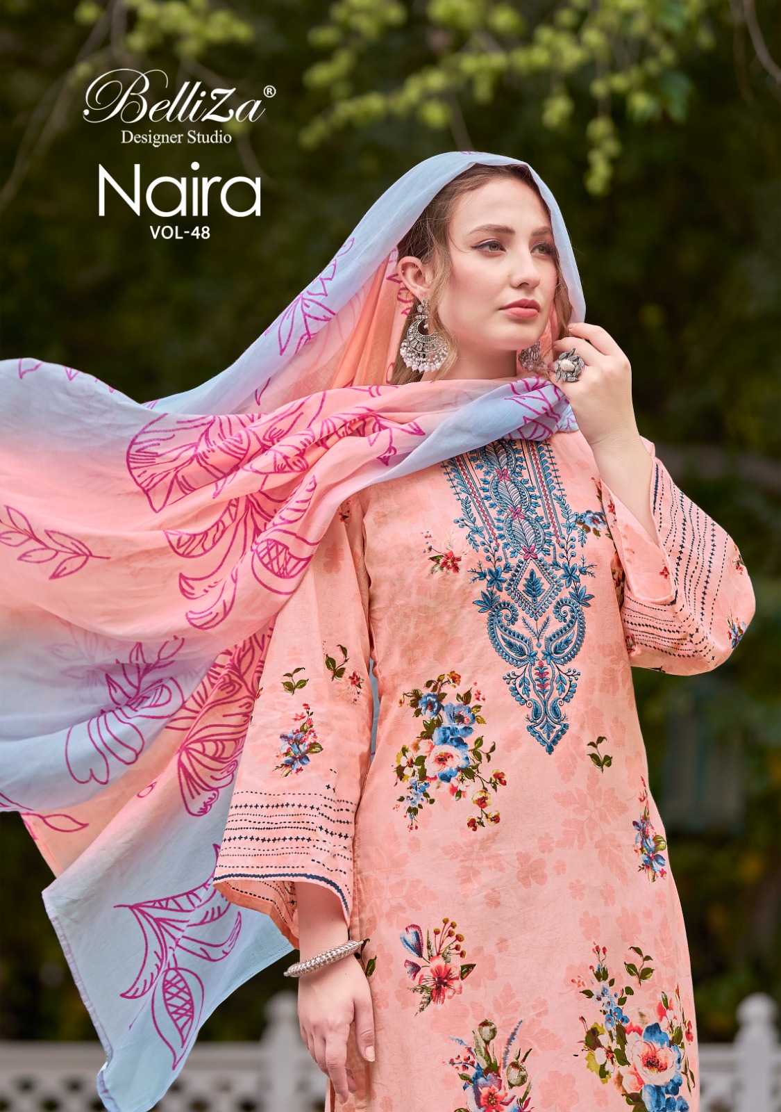 naira vol 48 by belliza designer latest pure cotton exclusive & embroidery work Pakistani salwar kameez