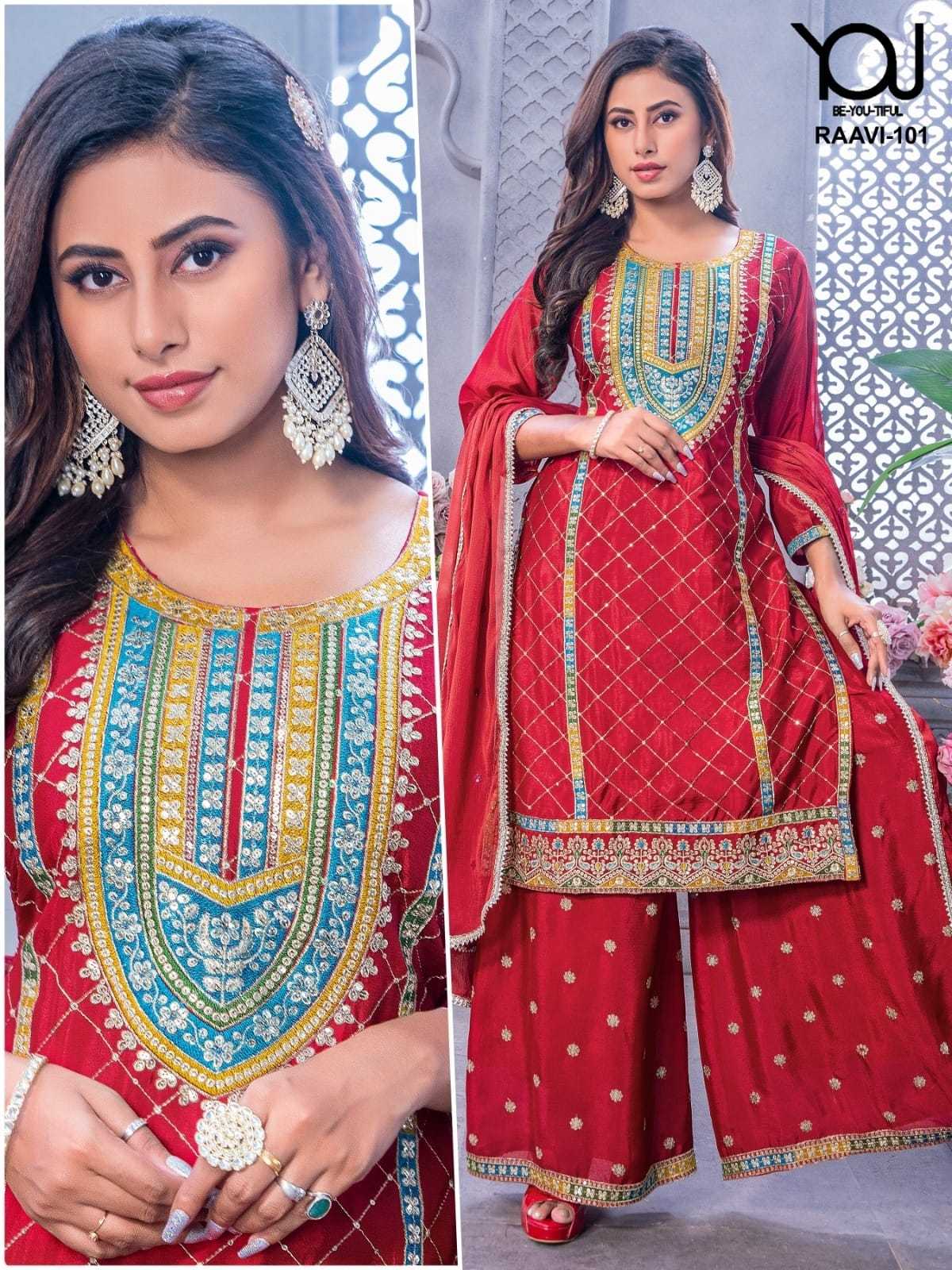 raavi by wanna latest hit design heavy chinon with fancy top sharara dupatta combo full stitch collection 