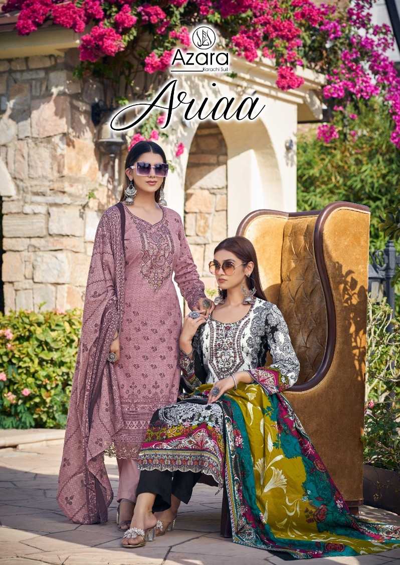 radhika azara present ariaa launch beautiful look camric cotton with print neck & embroidery work salwar suit colection