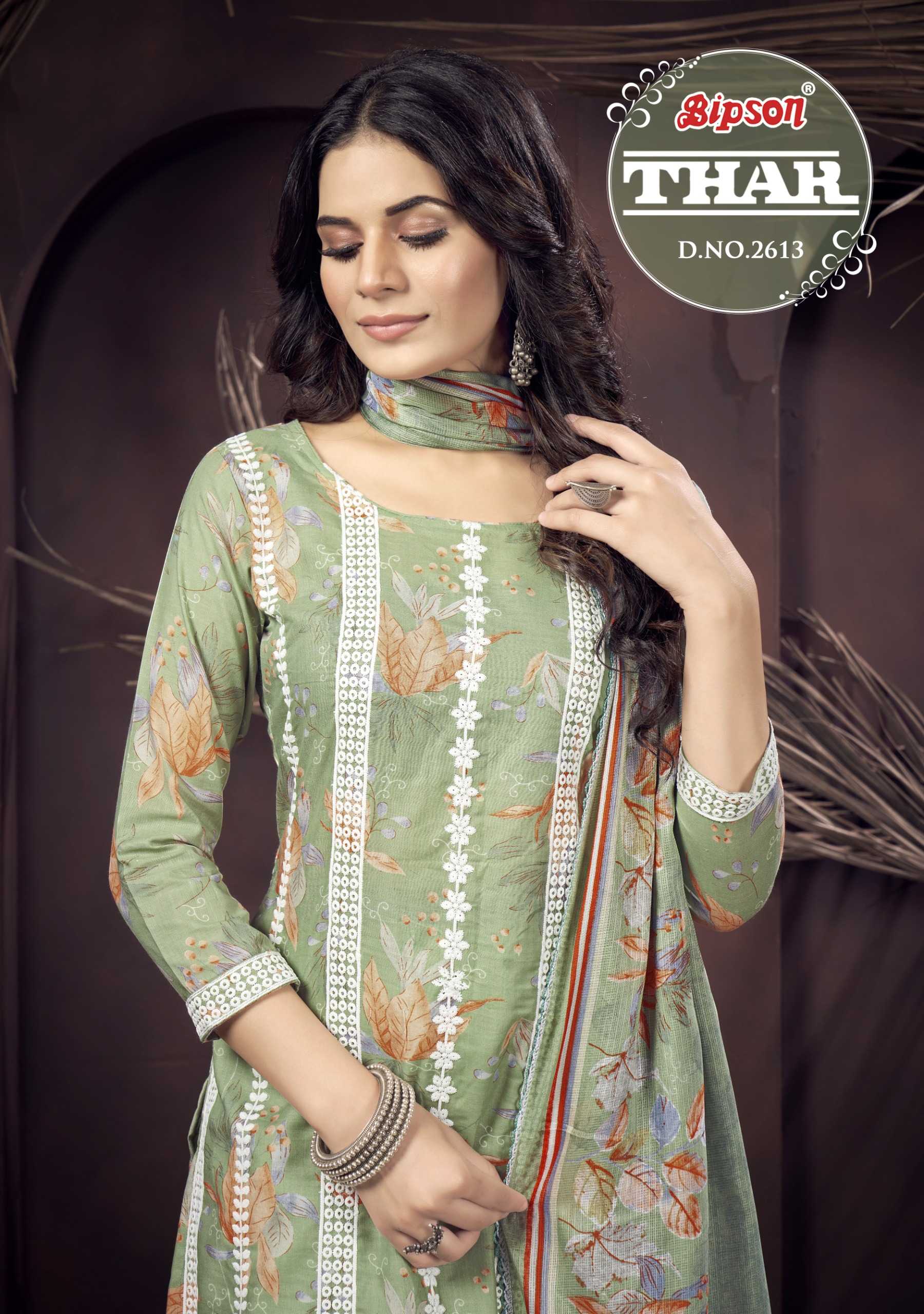 thar 2613 by bipson fancy cotton with white embroidery work regular wear salwar kameez dress material