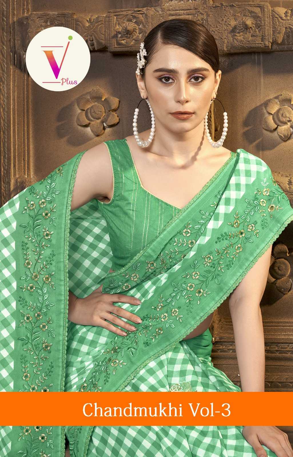 v plus chandmukhi vol 3 georgette latest wear saree collection 