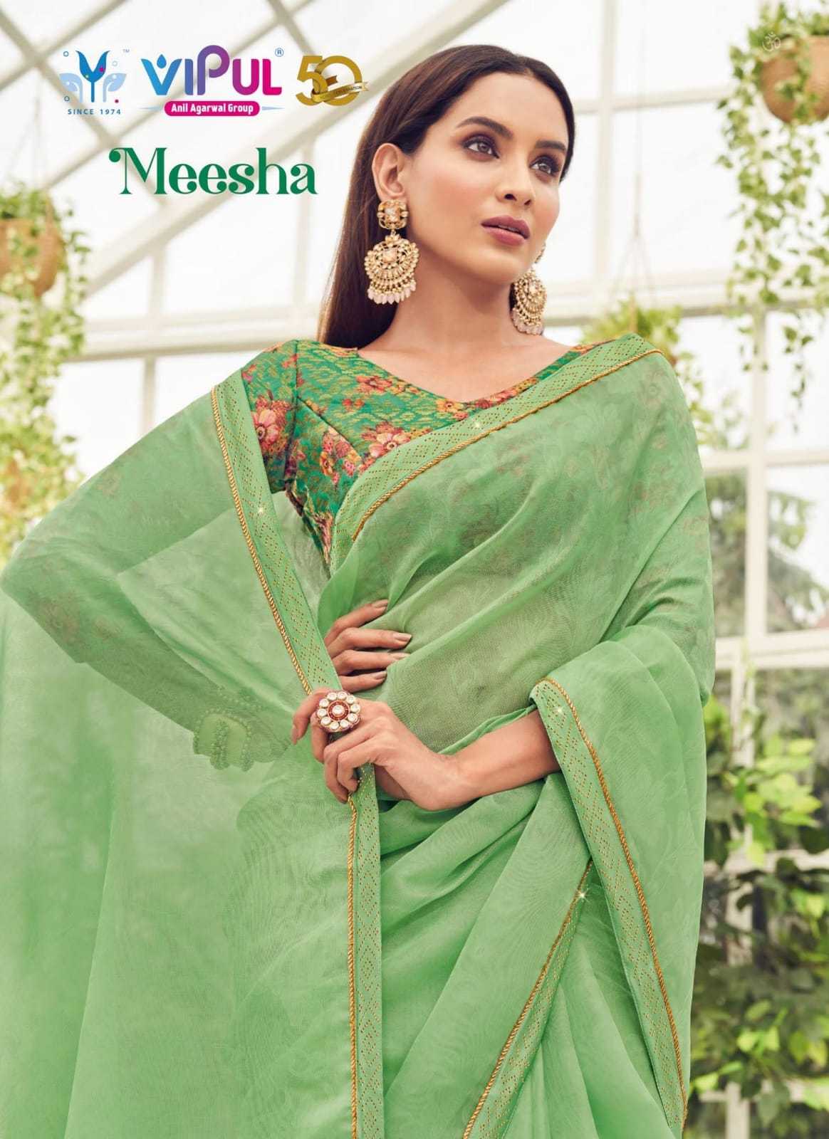 vipul meesha beautiful organza jacquard digital print sarees