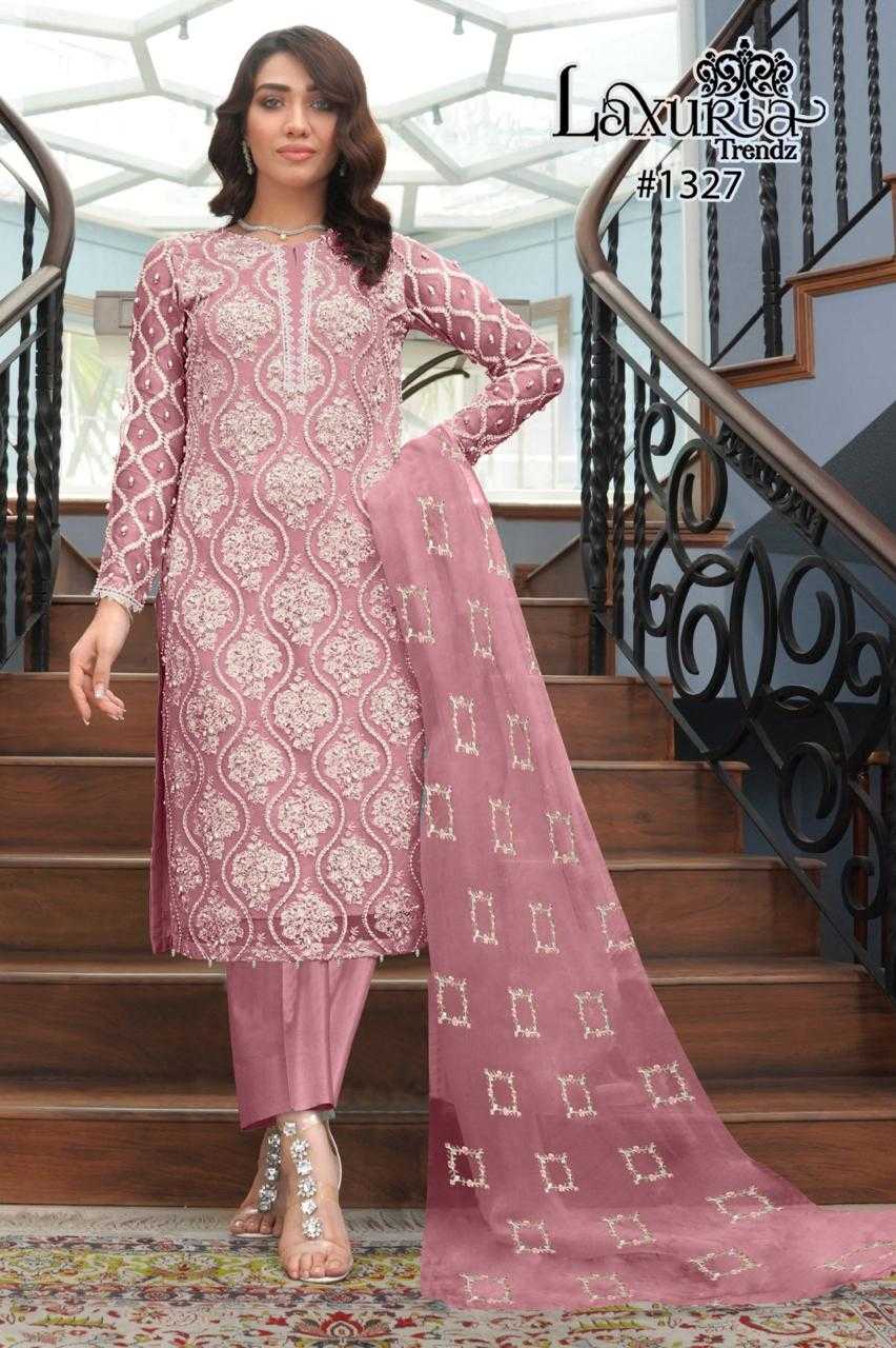 1327 by laxuria trendz solid design georgette fully stitch salwar suit exports