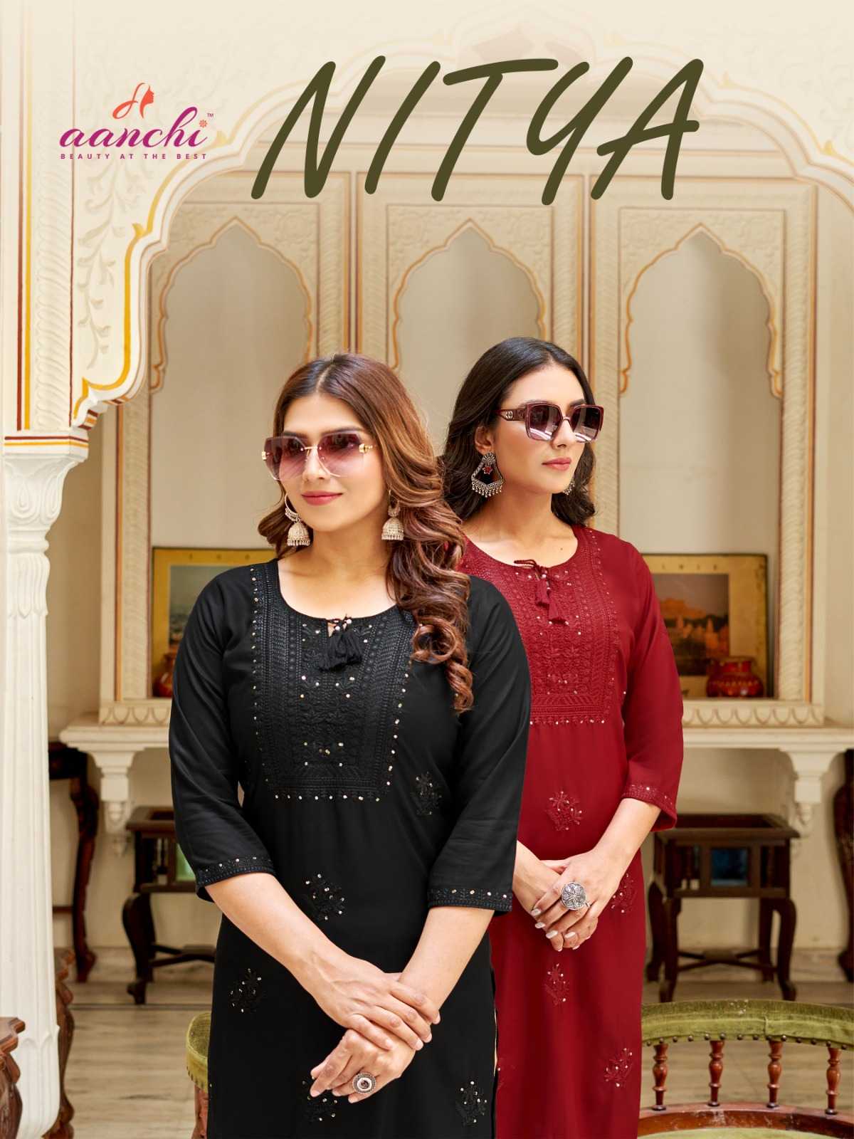 aanchi kurti presents nitya regular wear fancy straight cut full stitch long kurti
