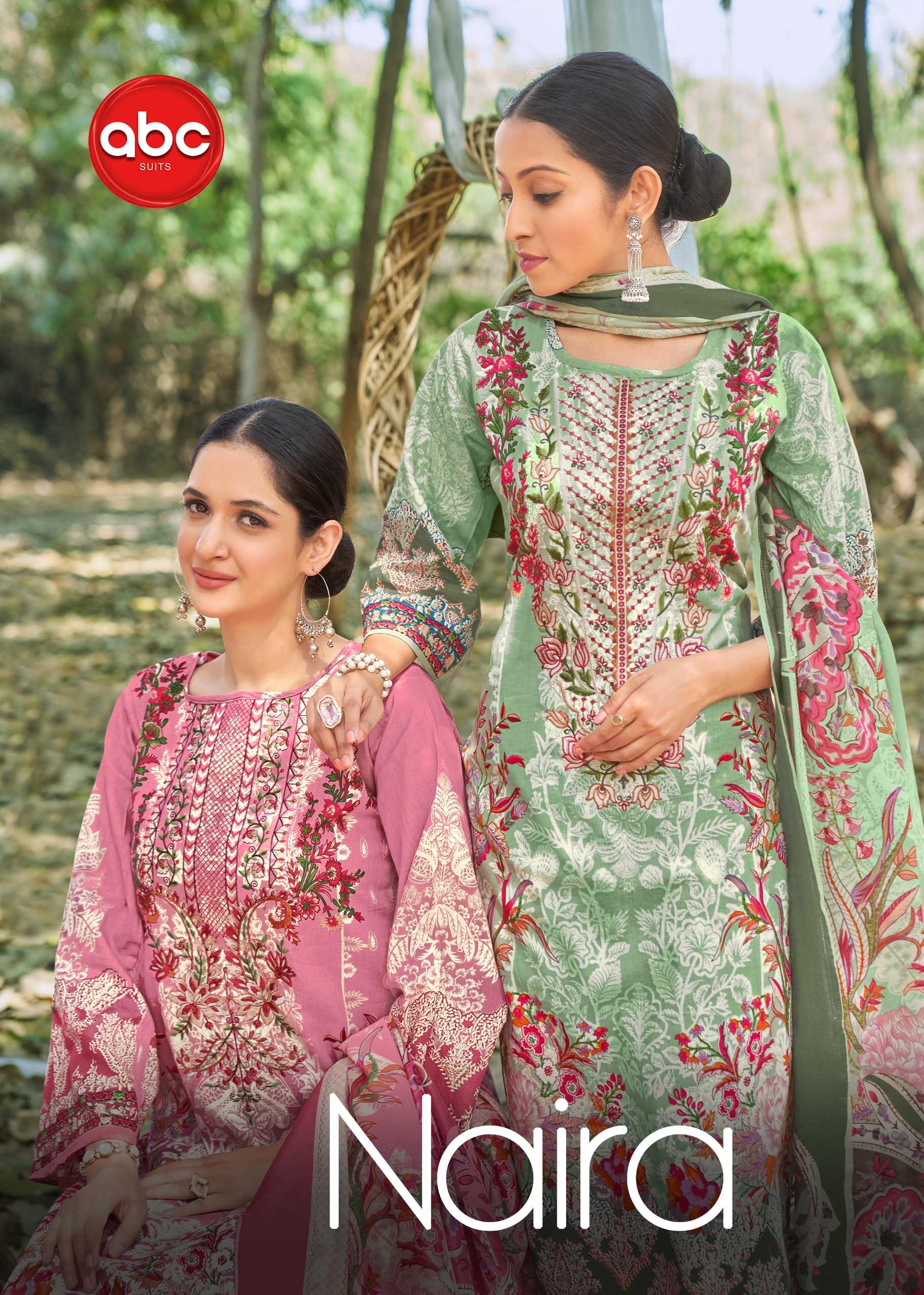 abc suits naira launch simple design camrik embroidery work pakistani salwar suit