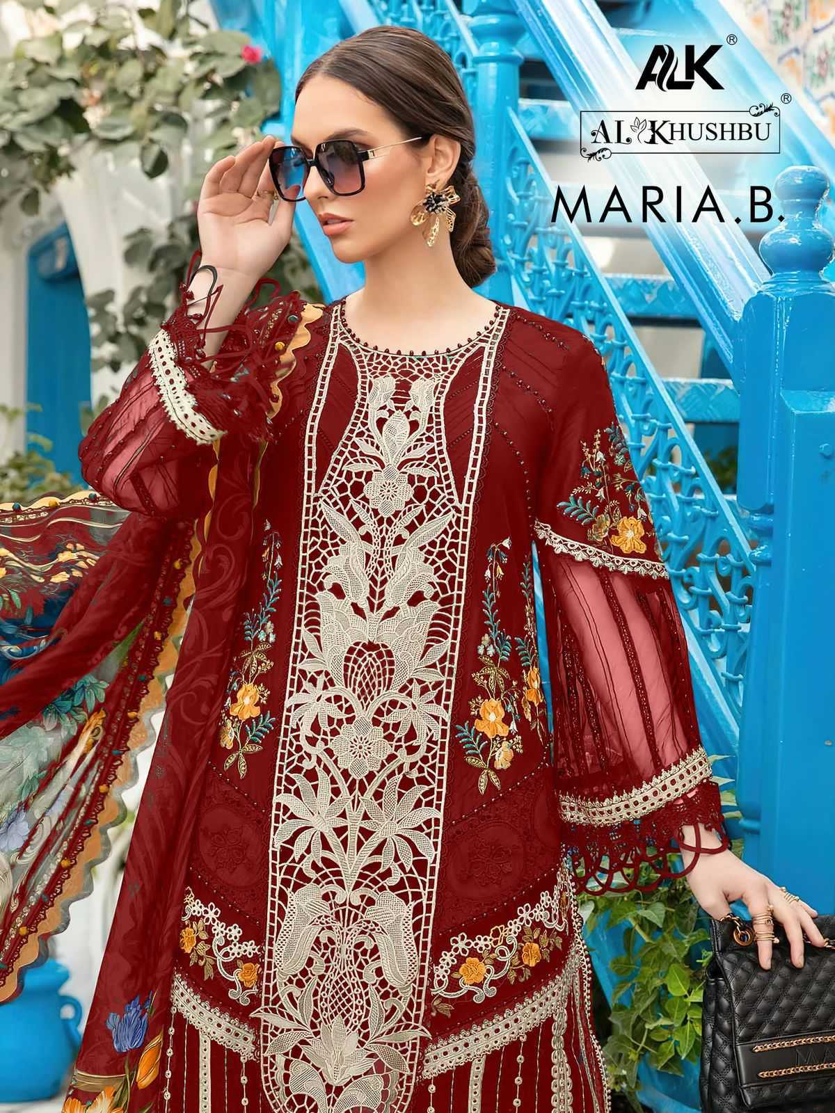 al_khushbu presents maria-b ethnic style pakistani cambric cotton salwar suit material