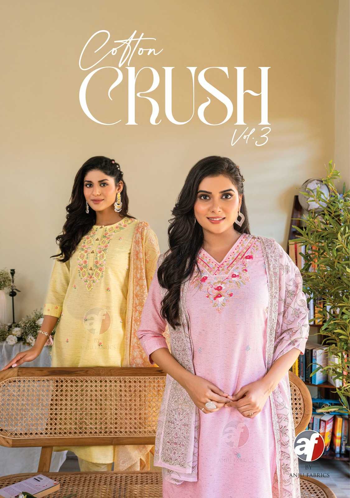 anju fab cotton crush vol 3 launch exclusive flex cotton handwork readymade salwar suit