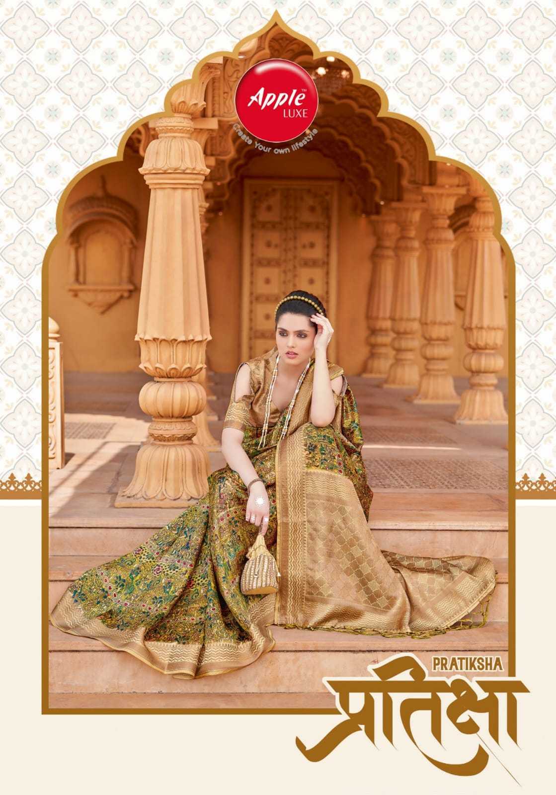 apple pratiksha vol 1 bamboo silk fancy traditional wear saree wholesaler