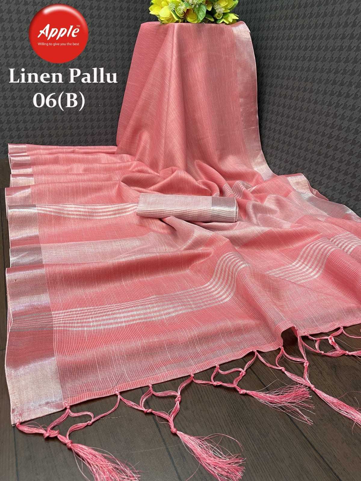 apple sarees presents festival wear new design linen pallu saree supplier