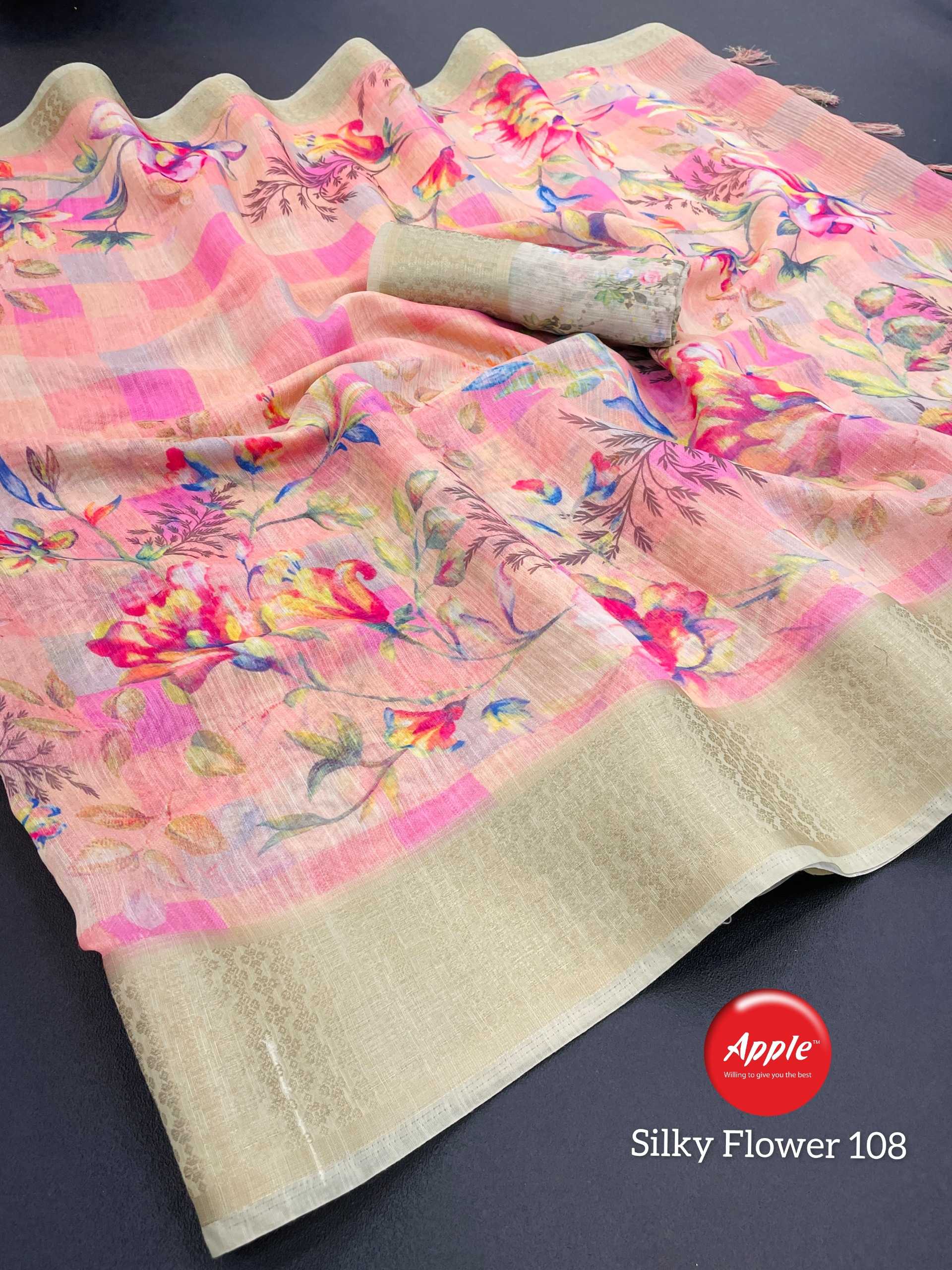 apple silky flower vol 1 lanuch fancy silk jacquard saree wholesaler