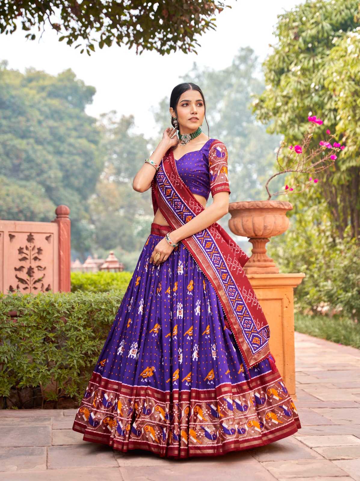 aravati pr fancy event wear tussar silk full stitch lehenga with unstitch blouse dupatta 