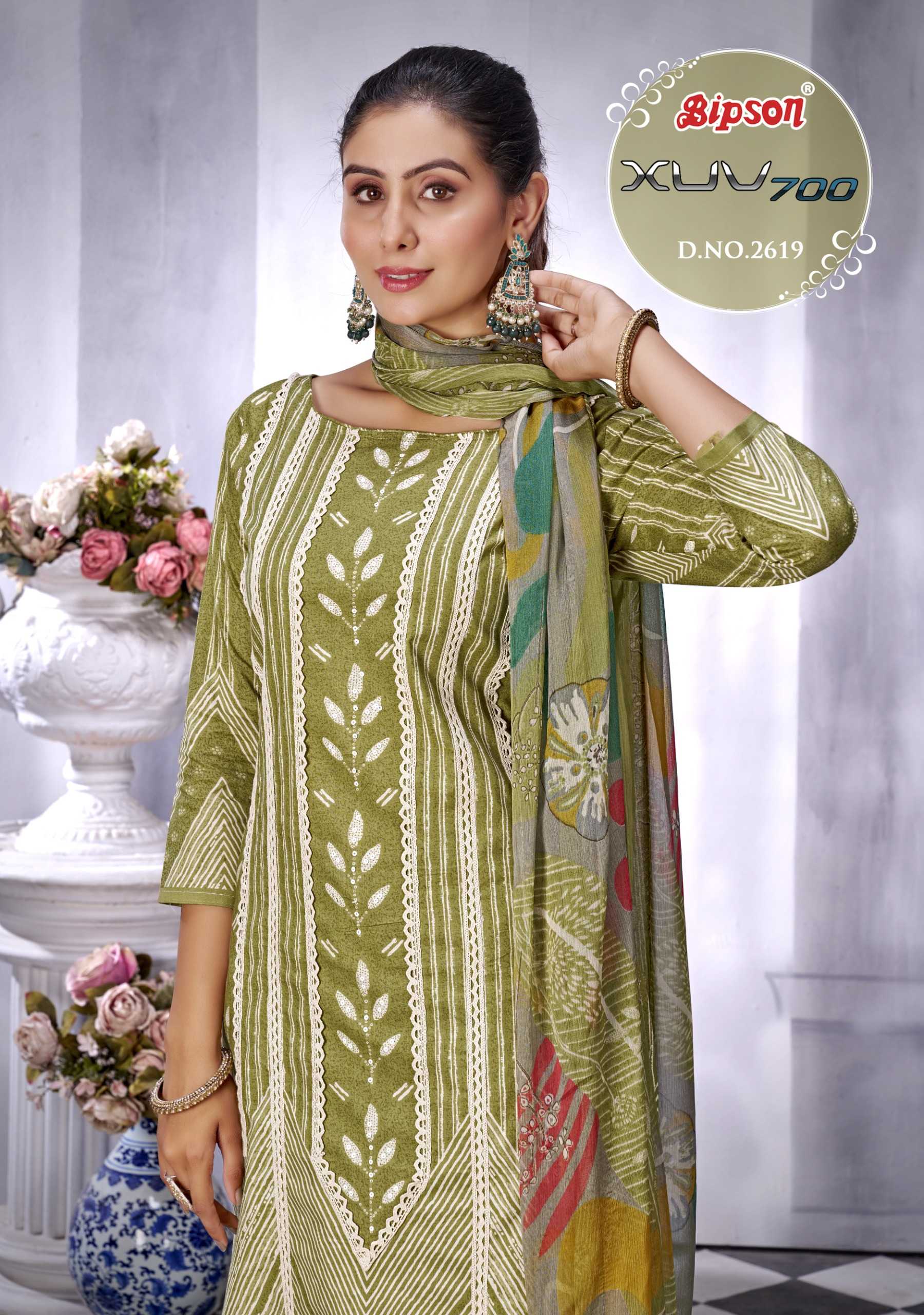 bipson prints presents xuv 2619 stylish unstitch cambric cotton salwar kameez