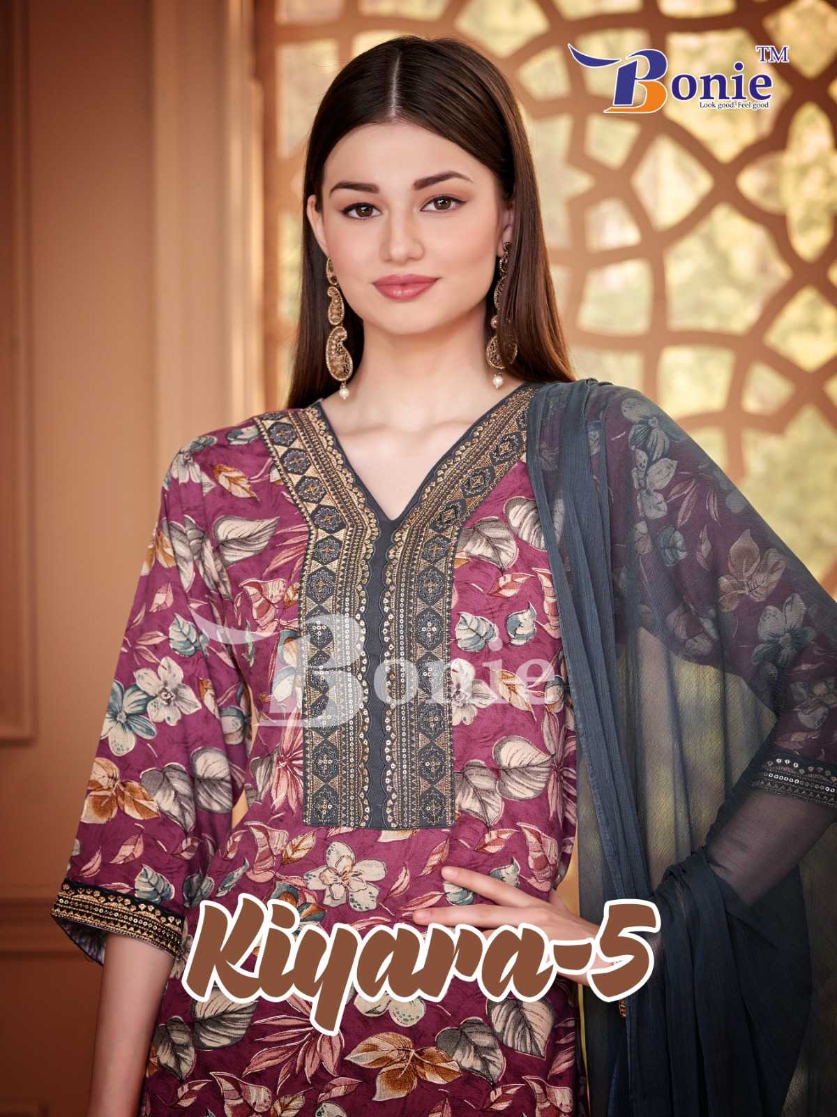 bonie kiara vol 5 rayon prints full stitch beautiful look salwar suit wholesaler